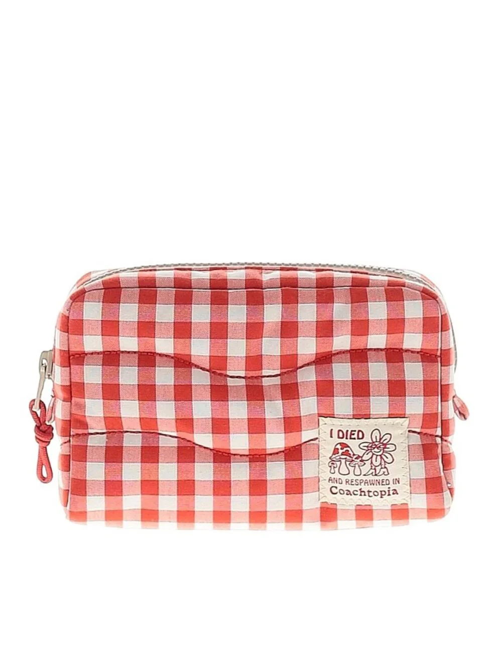 Coach Coachtopia  Loop Pouch In Recycled Polyester Gingham Red White